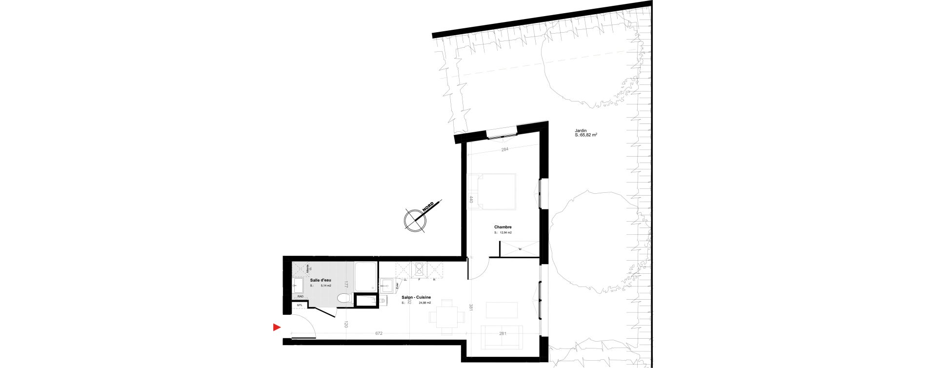 Appartement T2 de 42,96 m2 &agrave; Melun Trois moulins