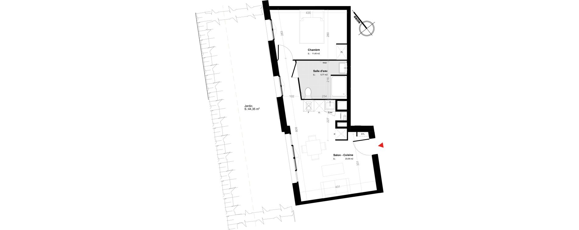 Appartement T2 de 40,33 m2 &agrave; Melun Trois moulins