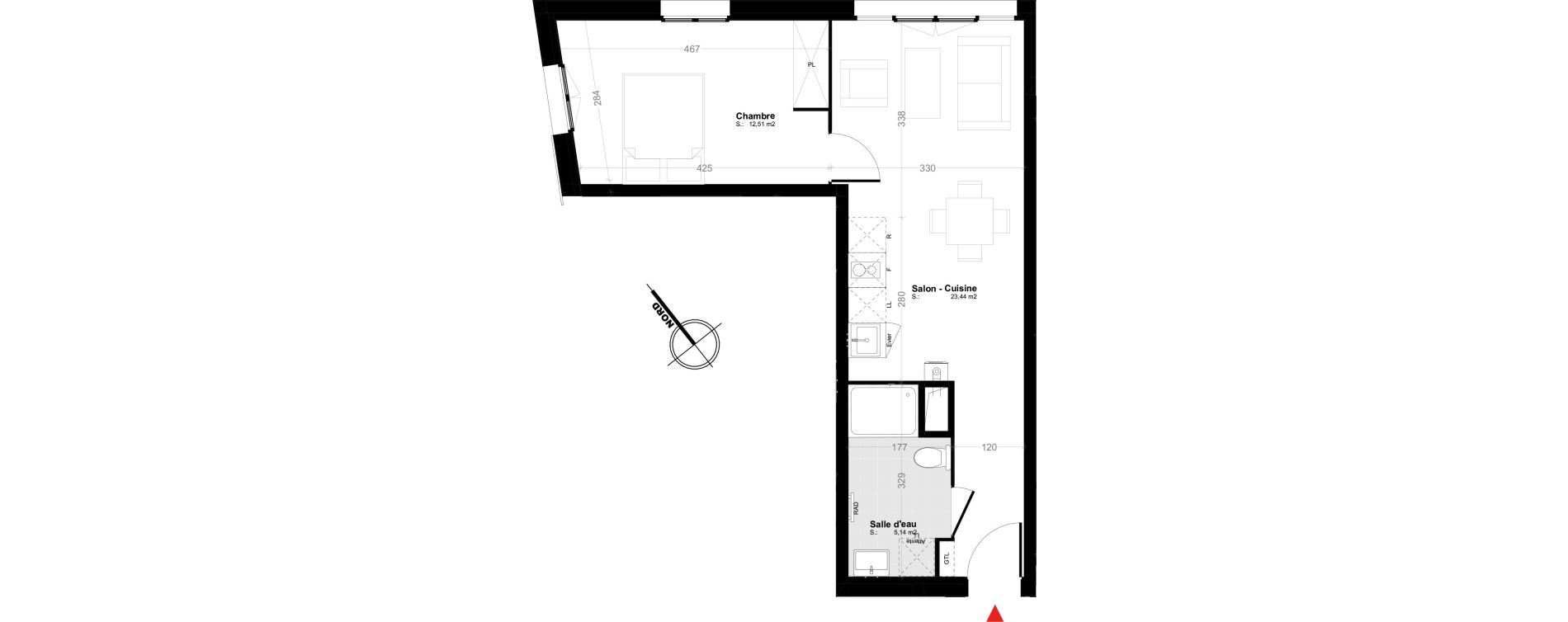 Appartement T2 de 41,09 m2 &agrave; Melun Trois moulins