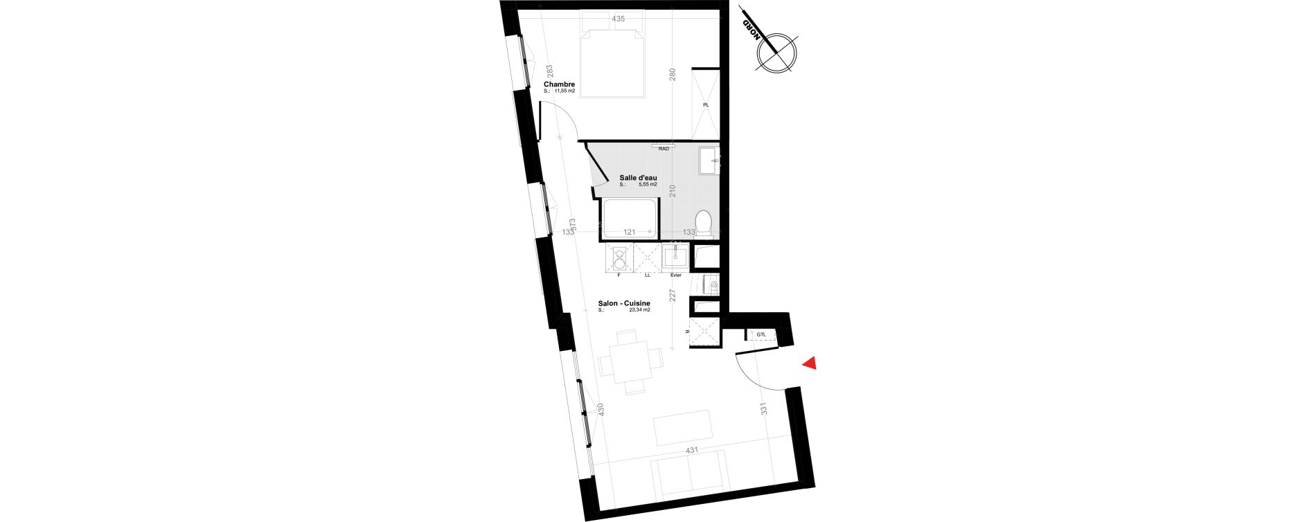 Appartement T2 de 40,44 m2 &agrave; Melun Trois moulins