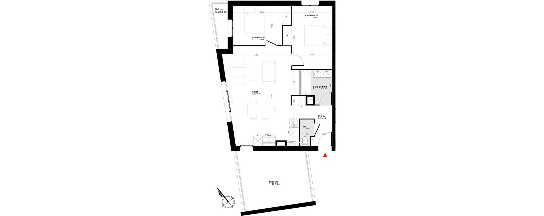 Appartement T3 de 64,40 m2 &agrave; Melun Trois moulins