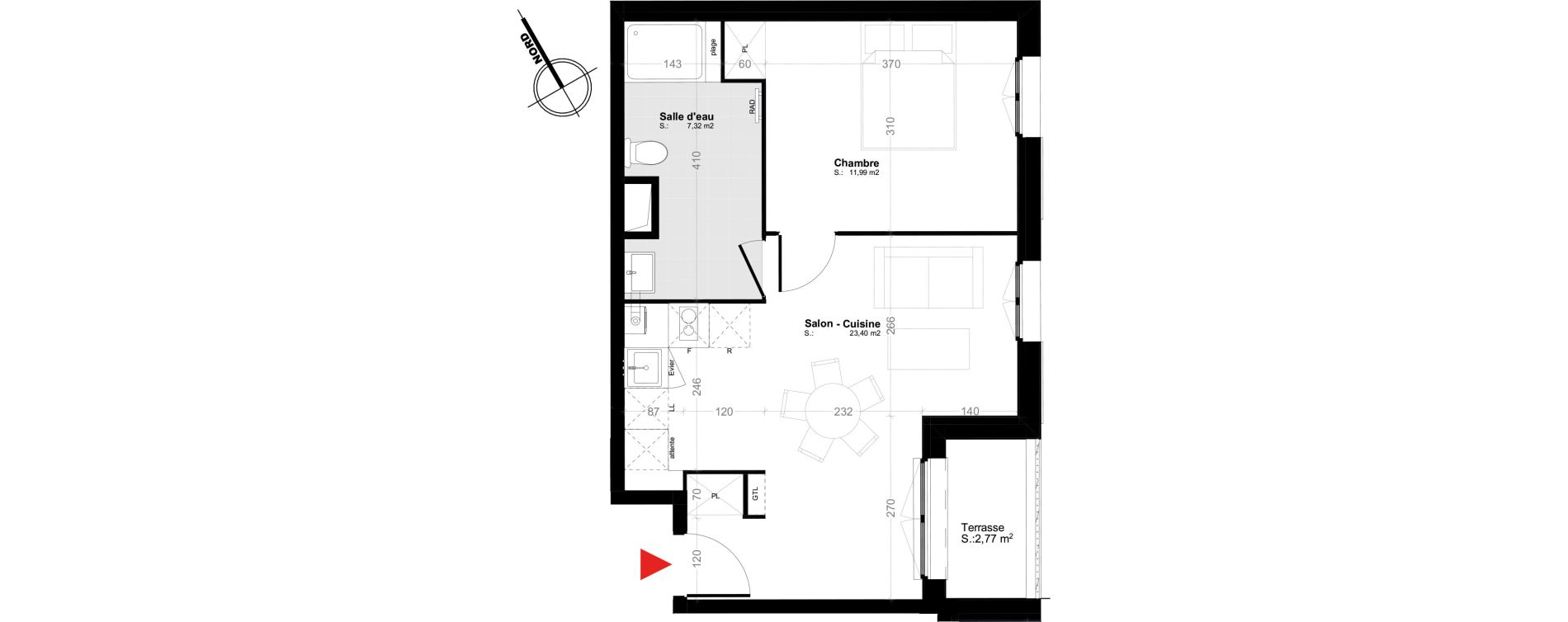 Appartement T2 de 42,71 m2 &agrave; Melun Trois moulins