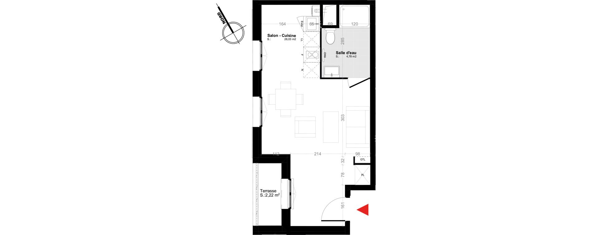 Appartement T1 de 30,81 m2 &agrave; Melun Trois moulins