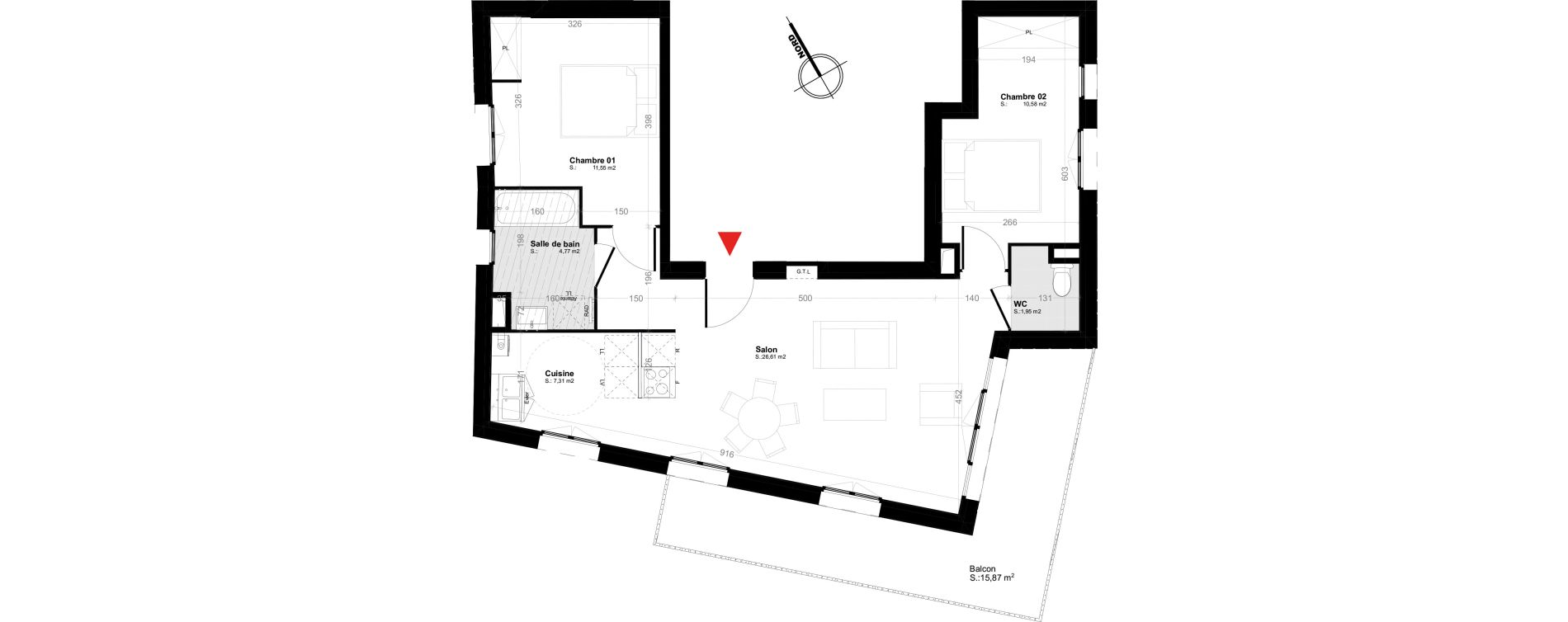 Appartement T3 de 62,77 m2 &agrave; Melun Trois moulins