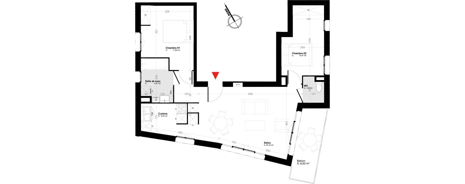 Appartement T3 de 61,71 m2 &agrave; Melun Trois moulins