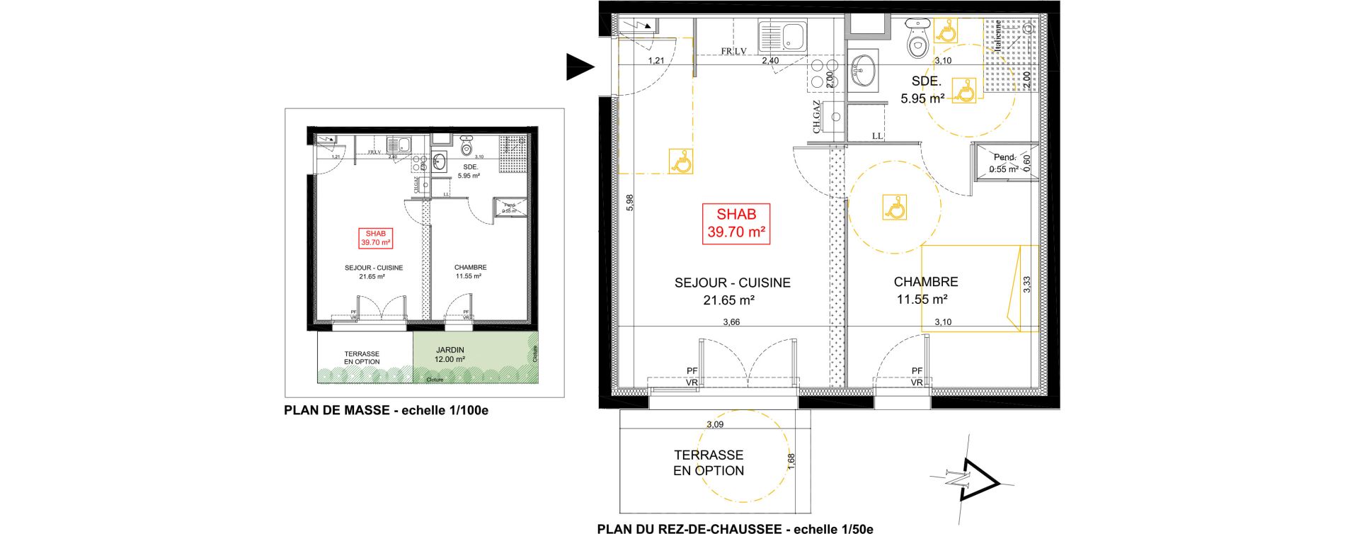 Appartement T2 de 39,70 m2 &agrave; Messy Centre