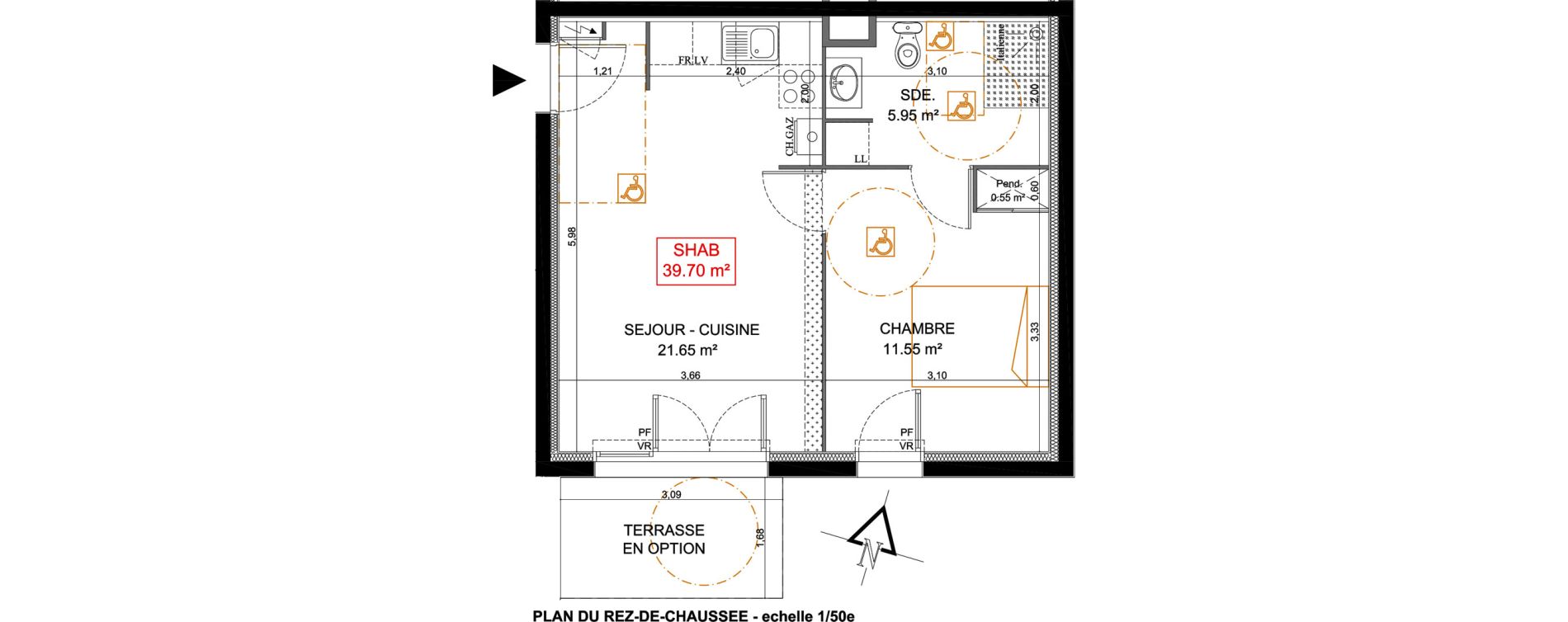 Appartement T2 de 39,70 m2 &agrave; Messy Centre