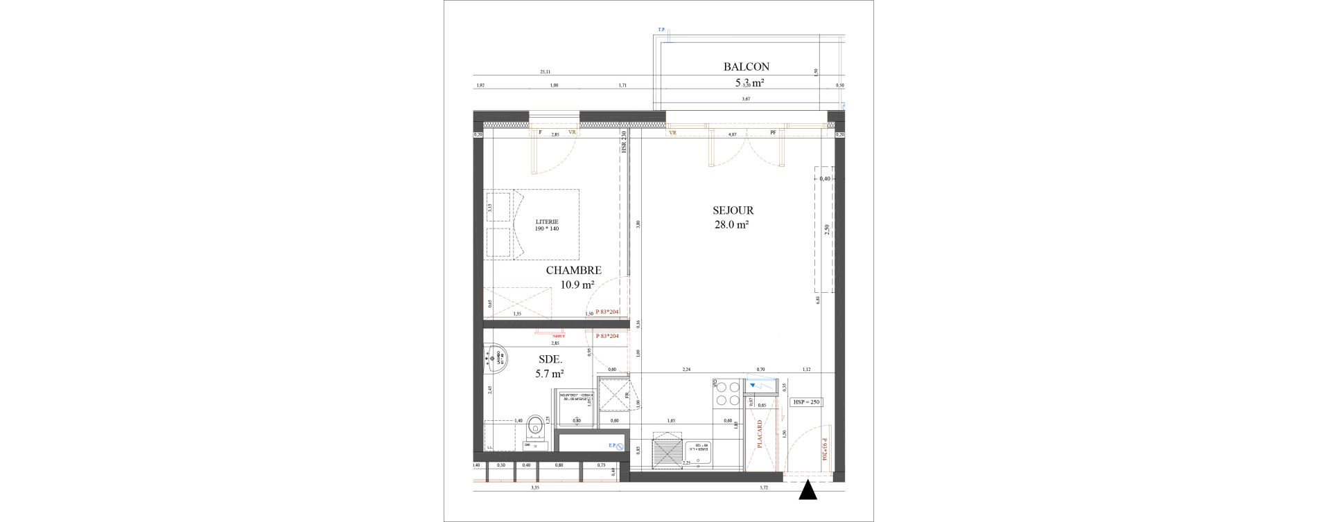 Appartement T2 de 44,50 m2 &agrave; Messy Centre