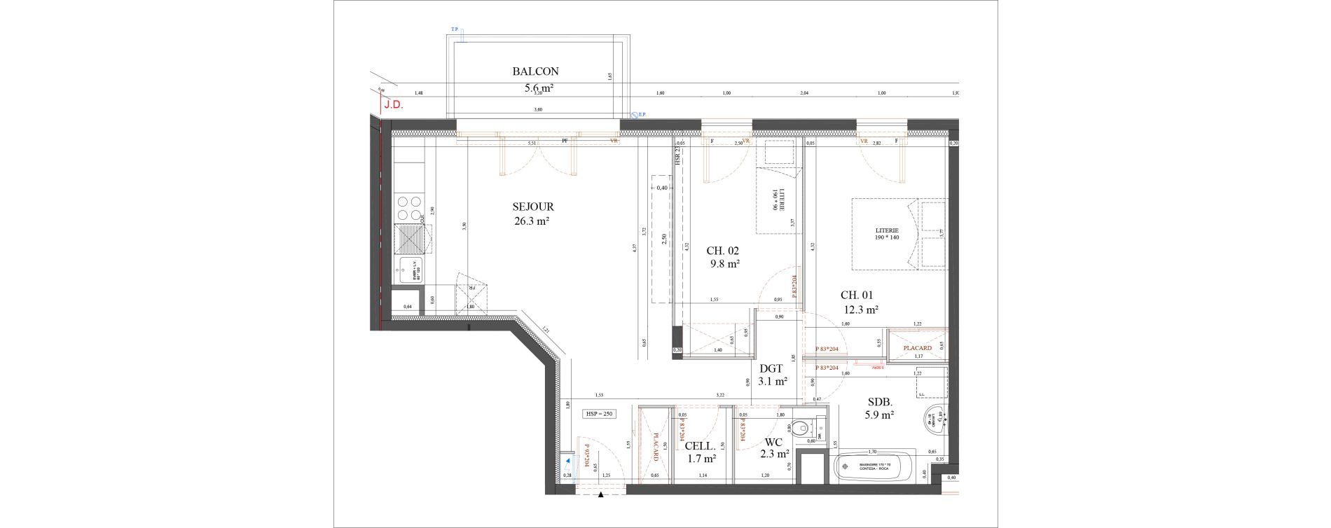 Appartement T3 de 61,40 m2 &agrave; Messy Centre