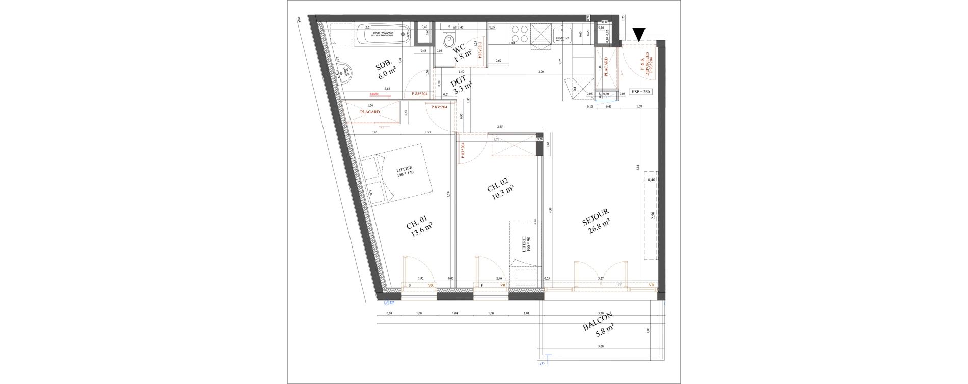 Appartement T3 de 61,80 m2 &agrave; Messy Centre