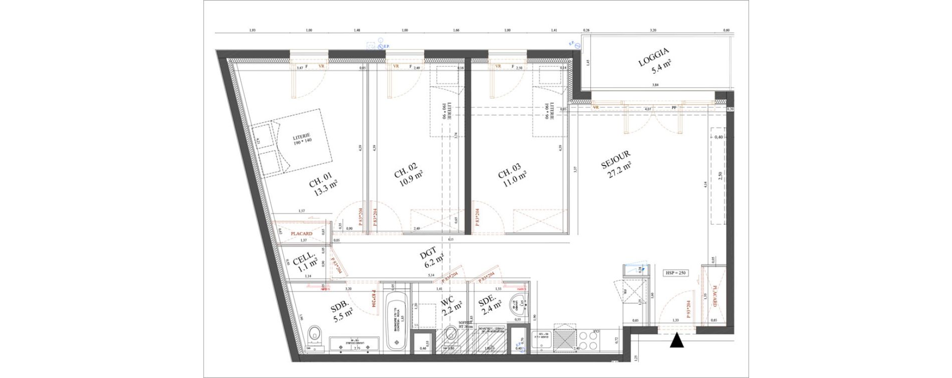 Appartement T4 de 79,80 m2 &agrave; Messy Centre