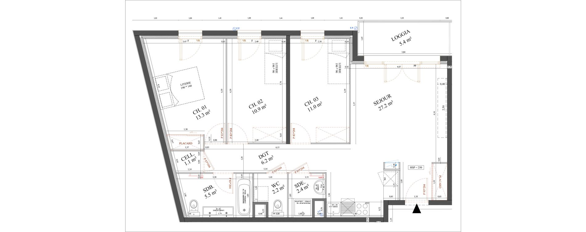 Appartement T4 de 79,80 m2 &agrave; Messy Centre