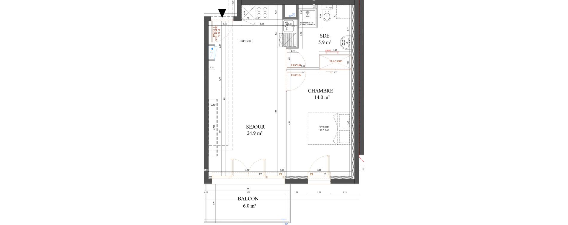 Appartement T2 de 44,80 m2 &agrave; Messy Centre