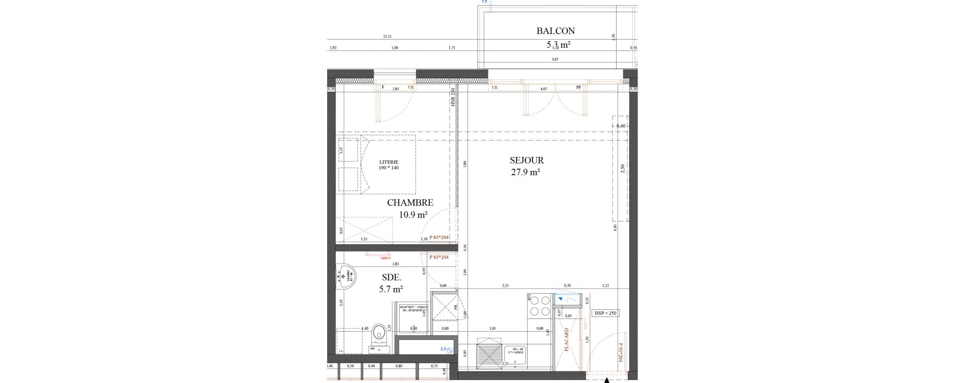 Appartement T2 de 44,40 m2 &agrave; Messy Centre