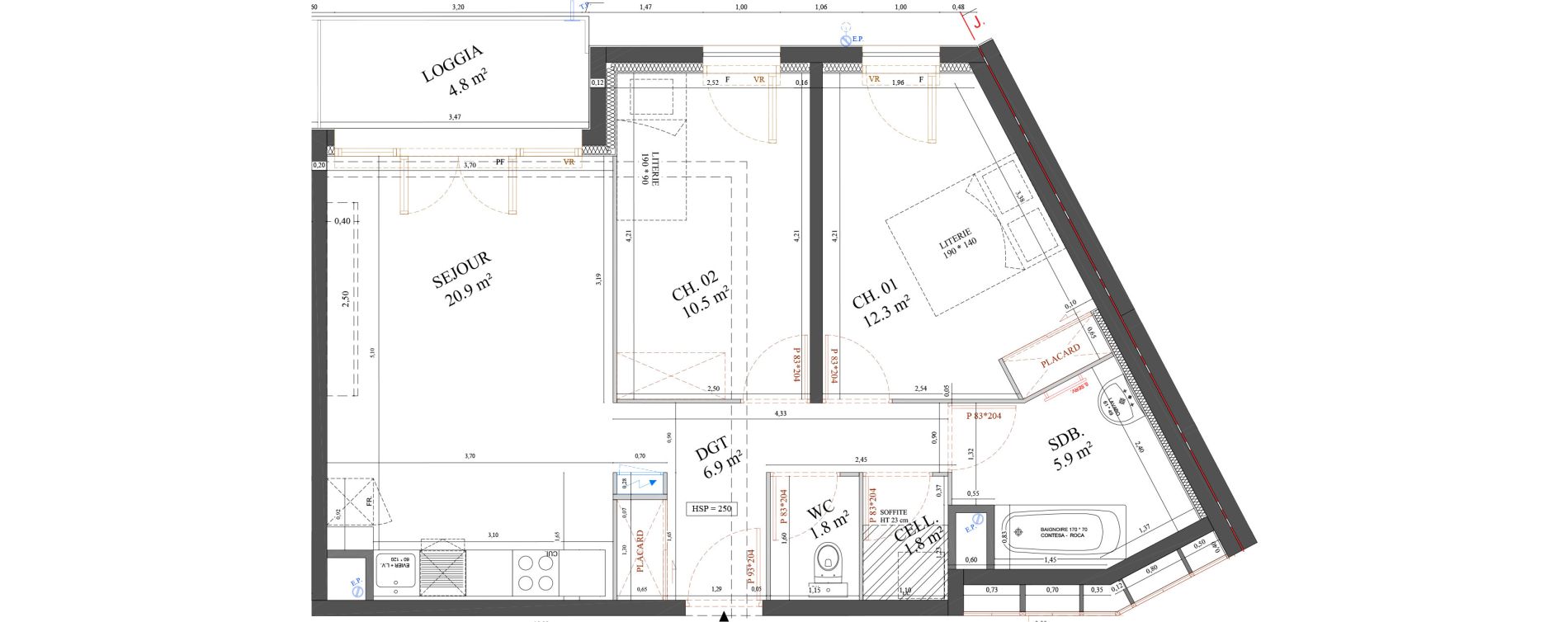 Appartement T3 de 60,20 m2 &agrave; Messy Centre