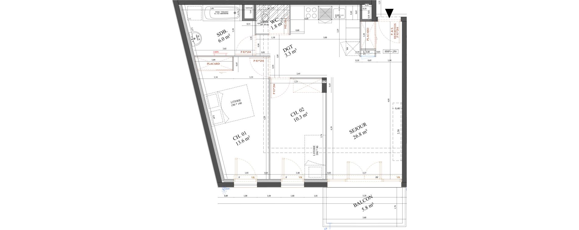 Appartement T3 de 61,80 m2 &agrave; Messy Centre