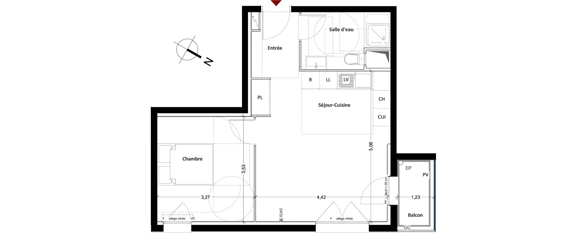 Appartement T2 de 42,63 m2 &agrave; Mitry-Mory Centre