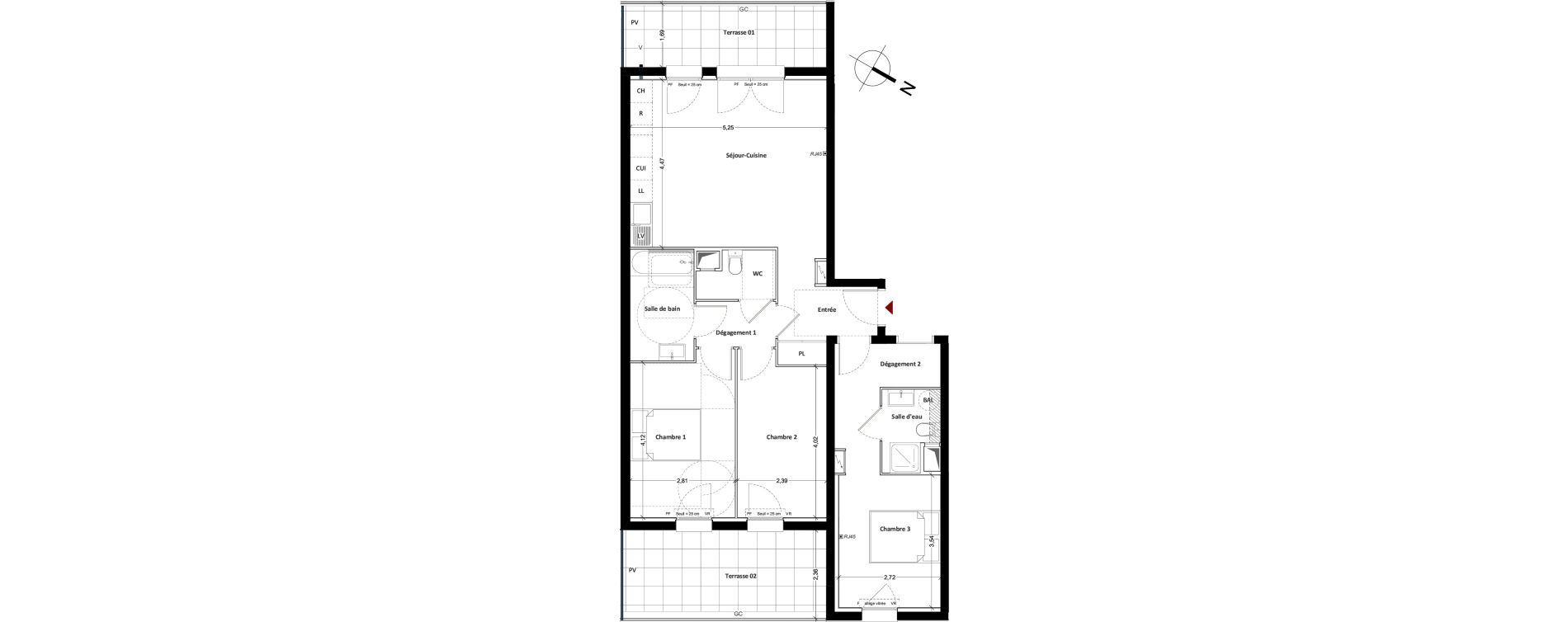 Appartement T4 de 79,97 m2 &agrave; Mitry-Mory Centre