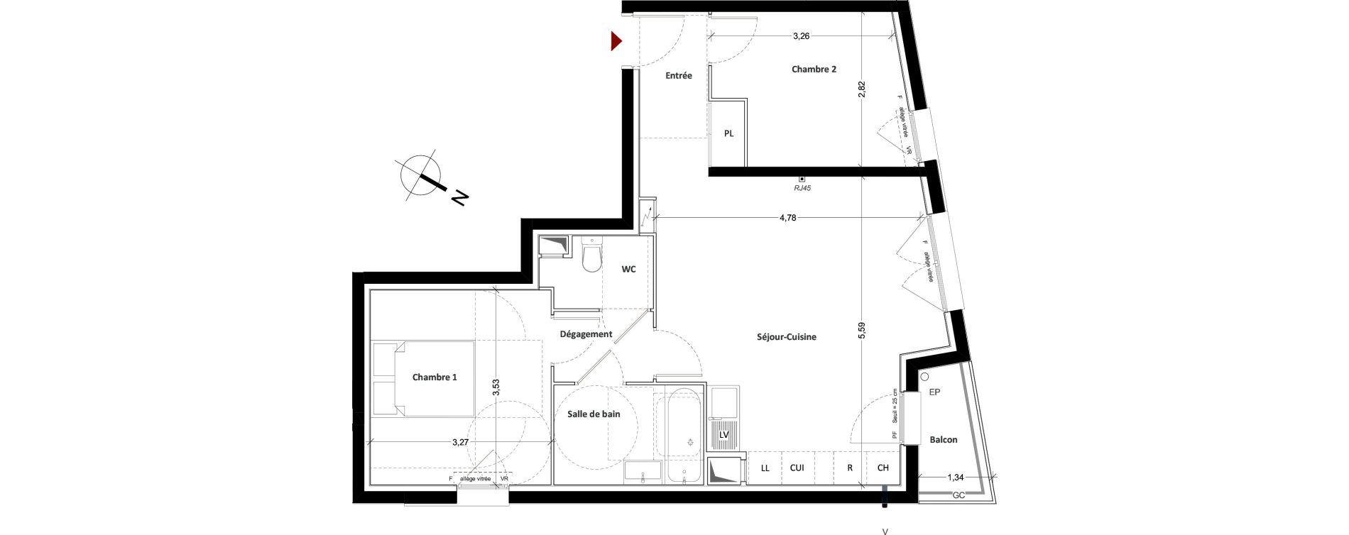 Appartement T3 de 59,37 m2 &agrave; Mitry-Mory Centre