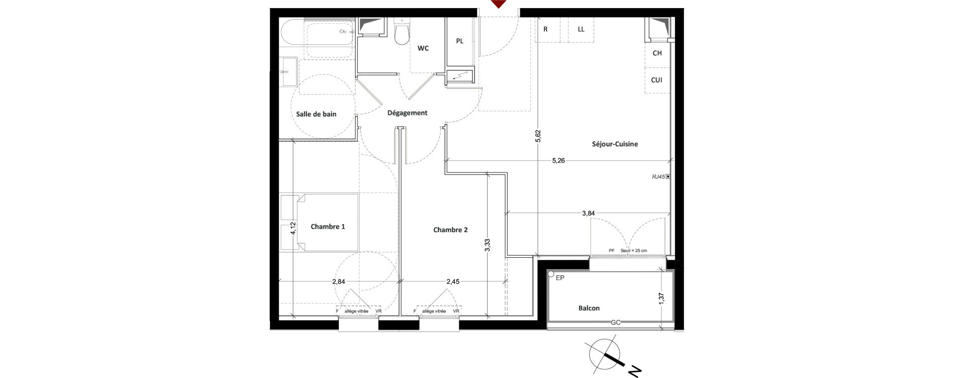 Appartement T3 de 58,45 m2 &agrave; Mitry-Mory Centre