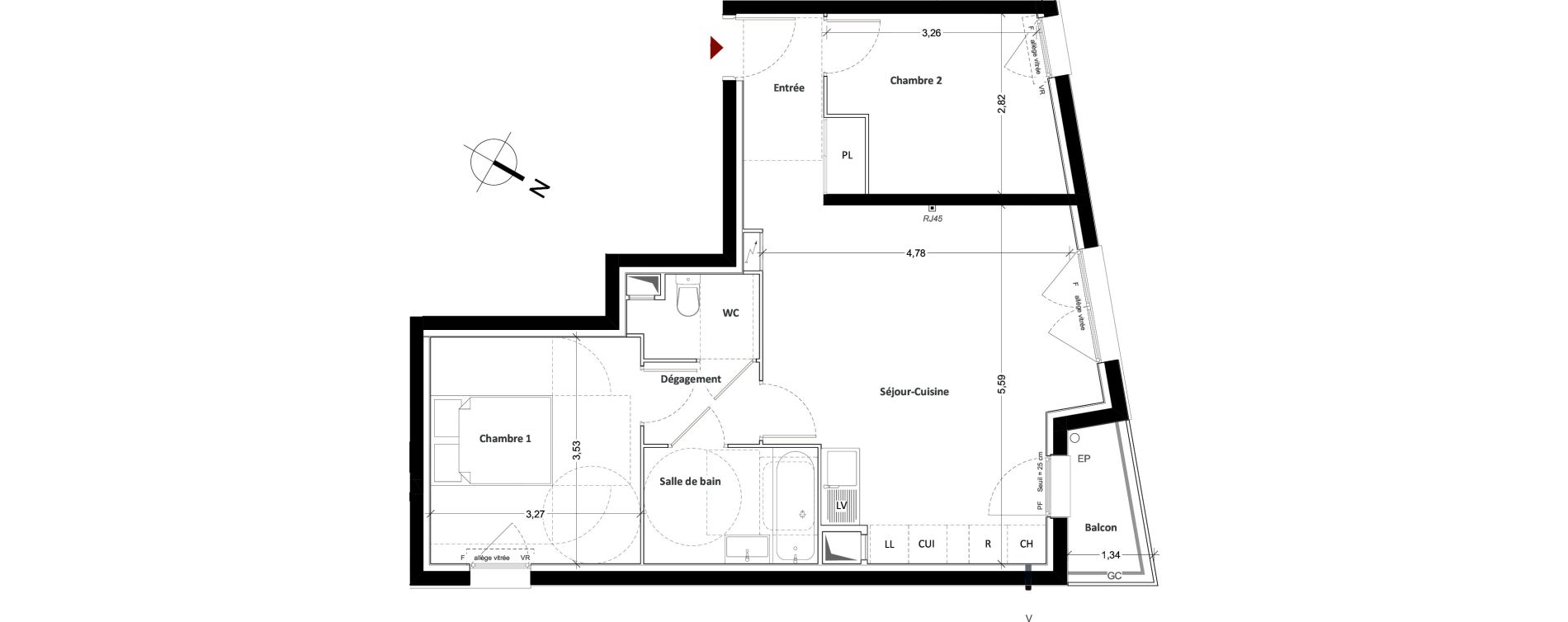 Appartement T3 de 59,37 m2 &agrave; Mitry-Mory Centre