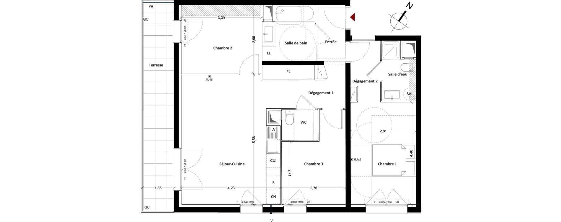 Appartement T4 de 76,59 m2 &agrave; Mitry-Mory Centre