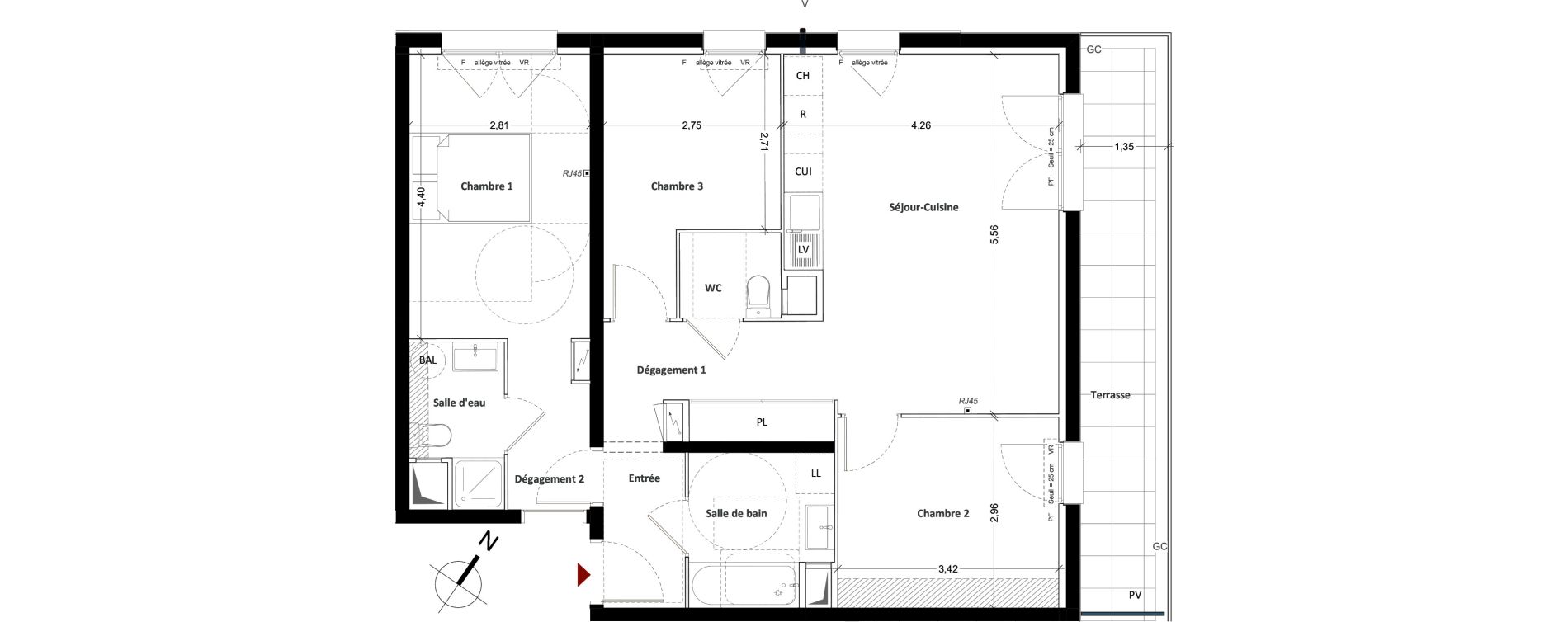 Appartement T4 de 76,81 m2 &agrave; Mitry-Mory Centre