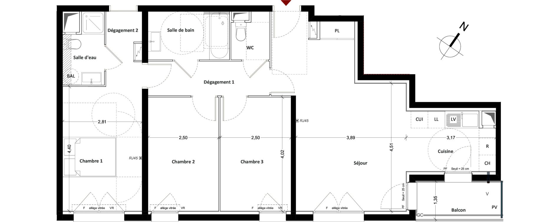 Appartement T4 de 82,35 m2 &agrave; Mitry-Mory Centre