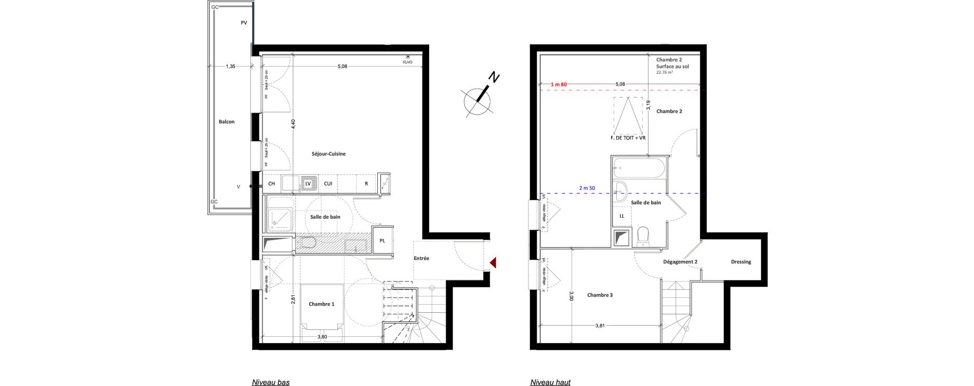 Duplex T4 de 86,51 m2 &agrave; Mitry-Mory Centre
