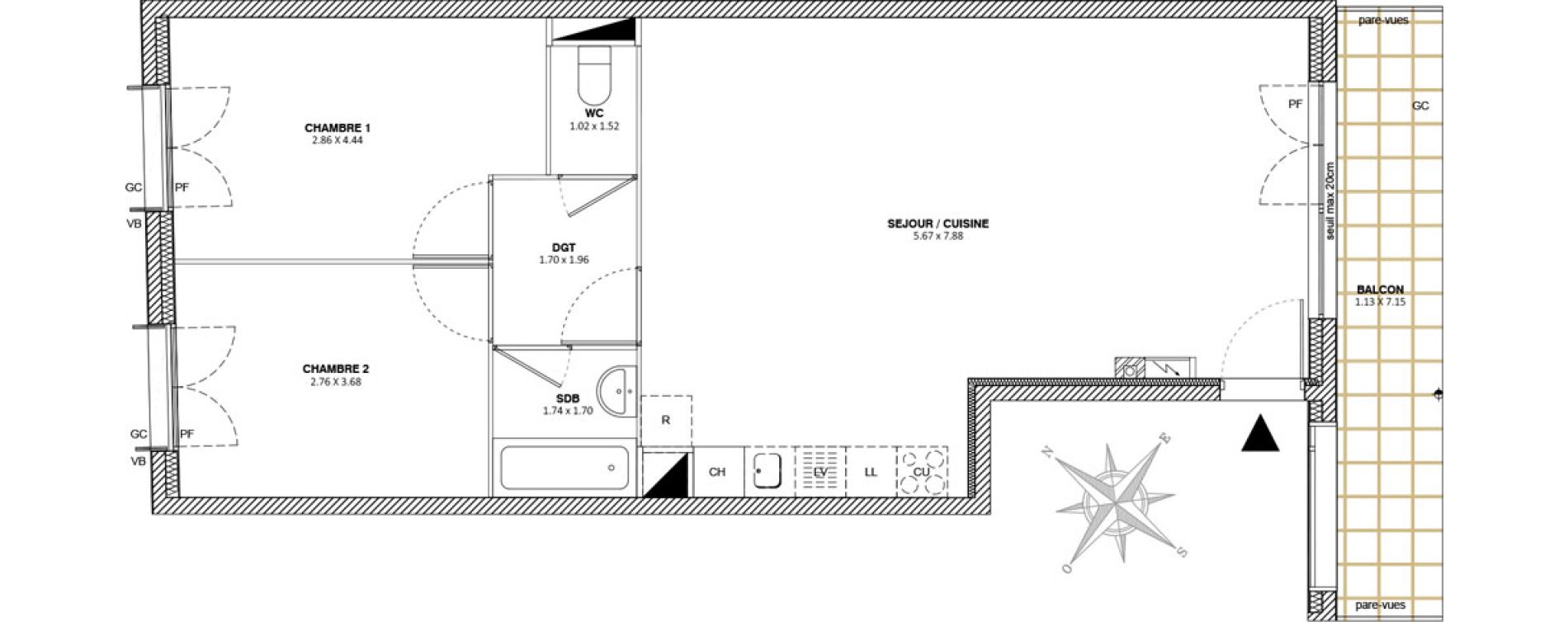 Appartement T3 de 68,41 m2 &agrave; Mitry-Mory Maurepas