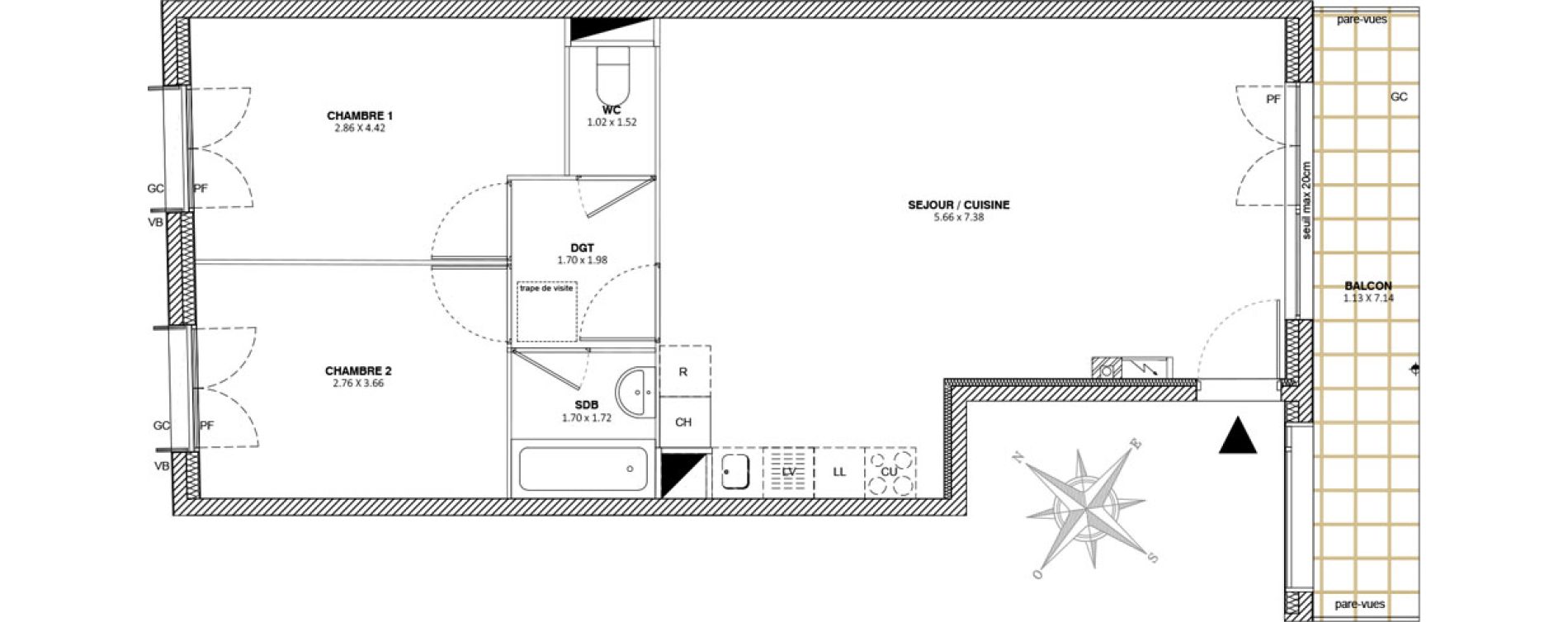 Appartement T3 de 65,34 m2 &agrave; Mitry-Mory Maurepas