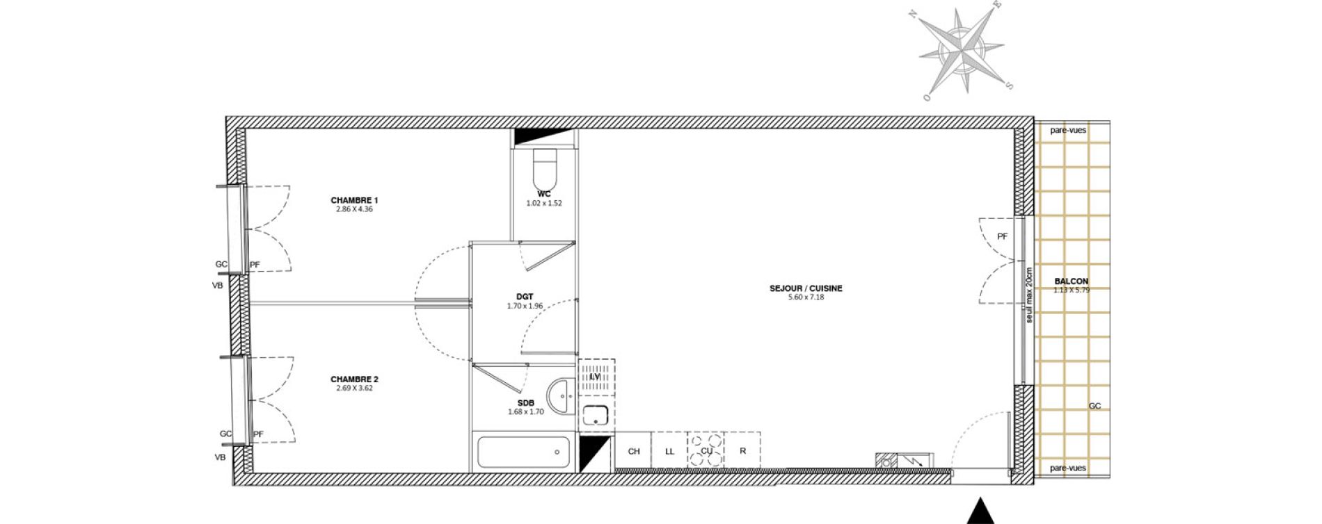 Appartement T3 de 69,11 m2 &agrave; Mitry-Mory Maurepas