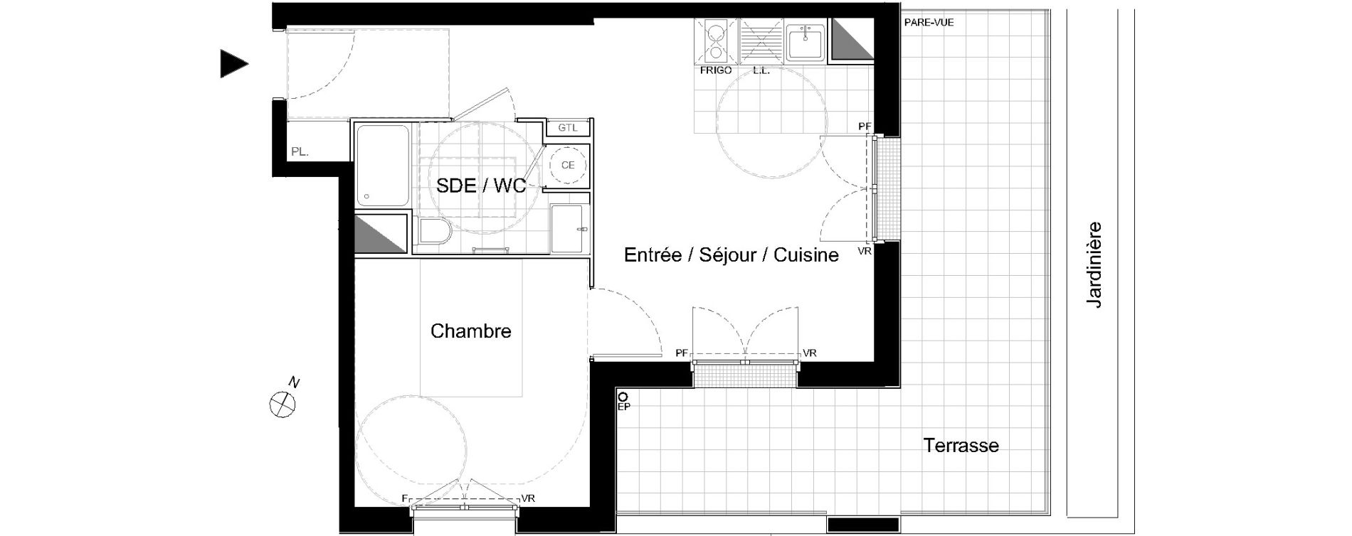 Appartement T2 de 40,22 m2 &agrave; Moissy-Cramayel L arboretum de chanteloup