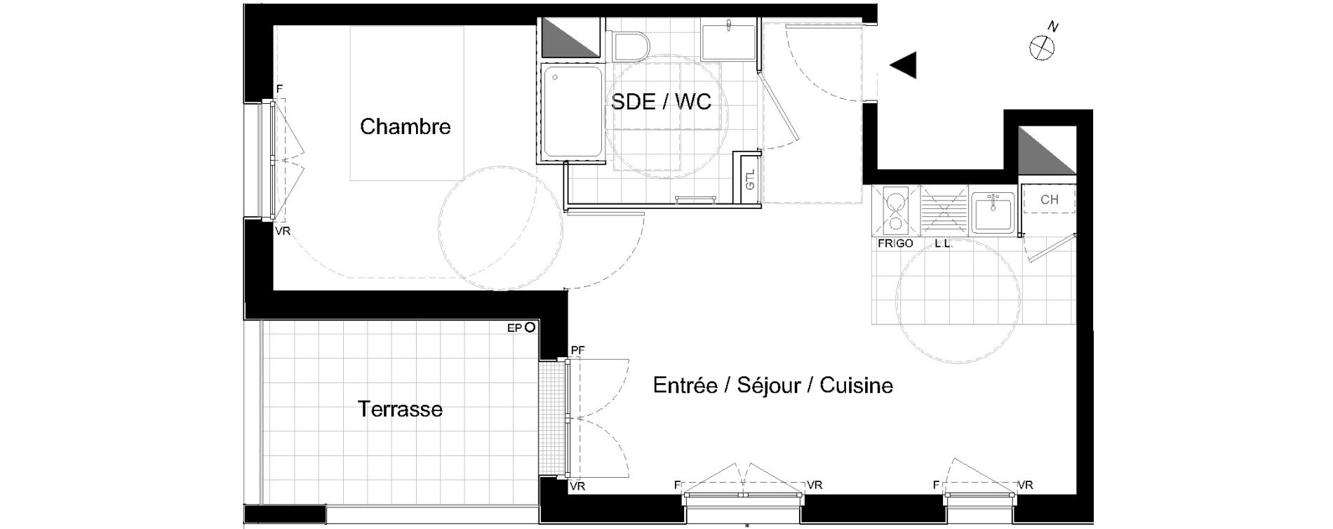 Appartement T2 de 42,30 m2 &agrave; Moissy-Cramayel L arboretum de chanteloup