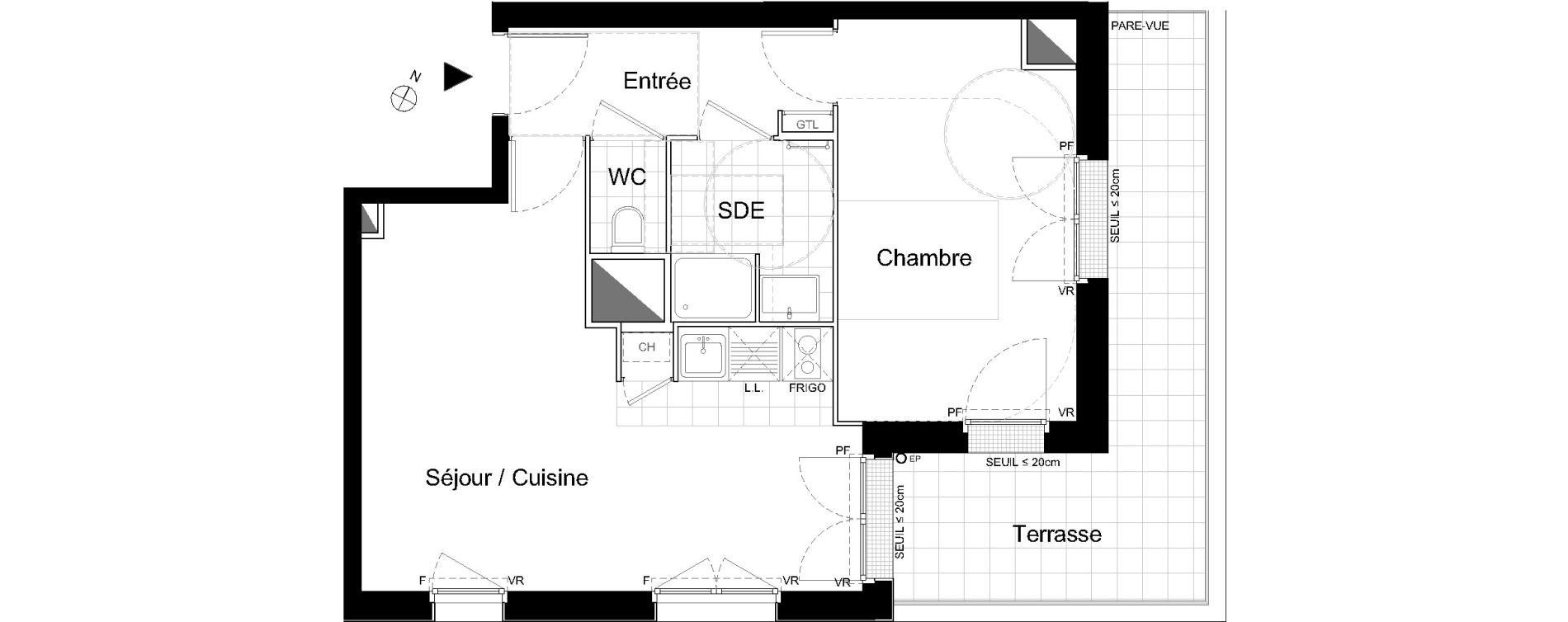 Appartement T2 de 45,29 m2 &agrave; Moissy-Cramayel L arboretum de chanteloup