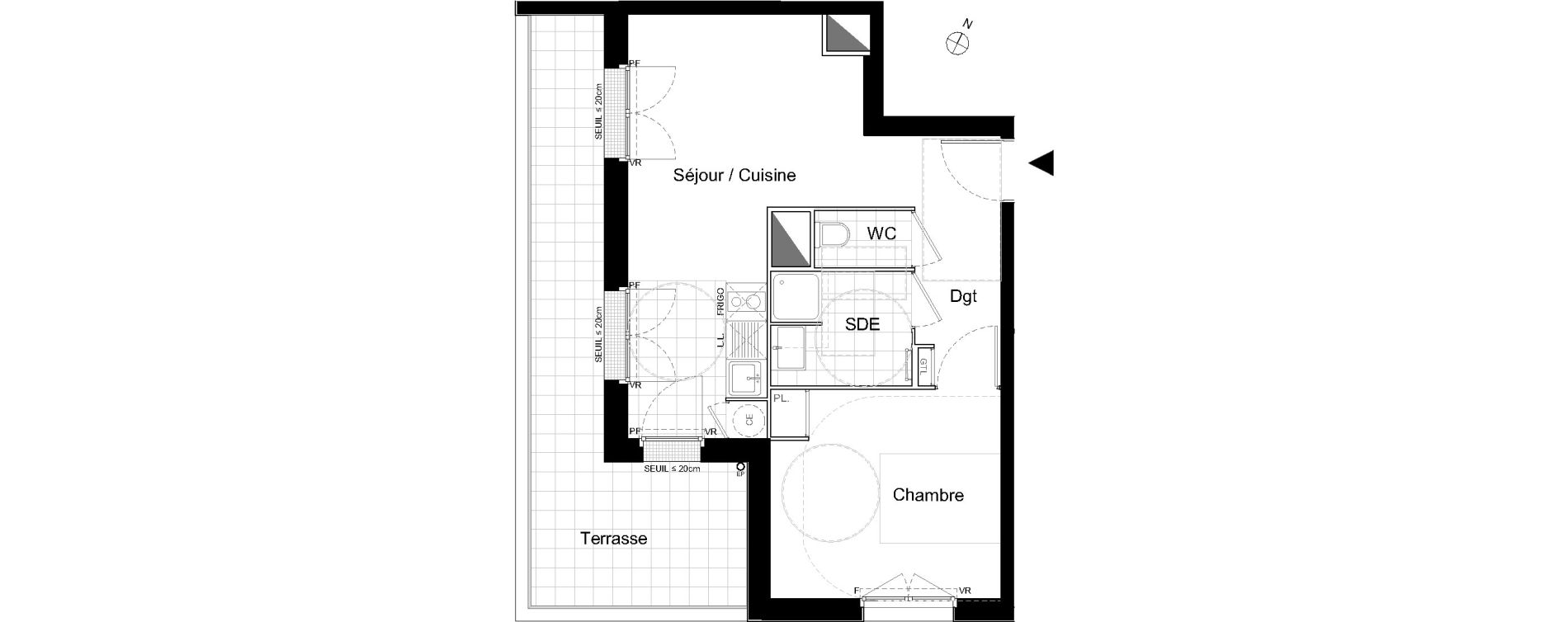 Appartement T2 de 41,72 m2 &agrave; Moissy-Cramayel L arboretum de chanteloup