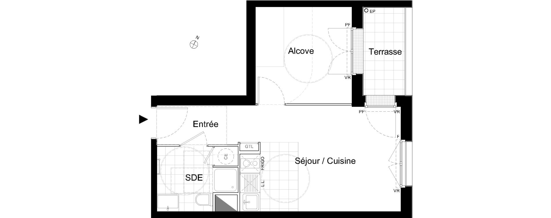 Appartement T1 de 34,35 m2 &agrave; Moissy-Cramayel L arboretum de chanteloup
