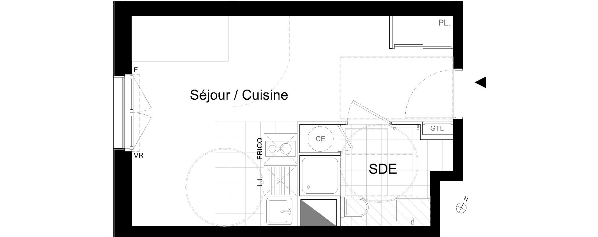 Appartement T1 de 24,73 m2 &agrave; Moissy-Cramayel L arboretum de chanteloup