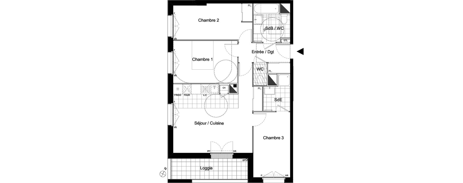 Appartement T4 de 75,54 m2 &agrave; Moissy-Cramayel Centre