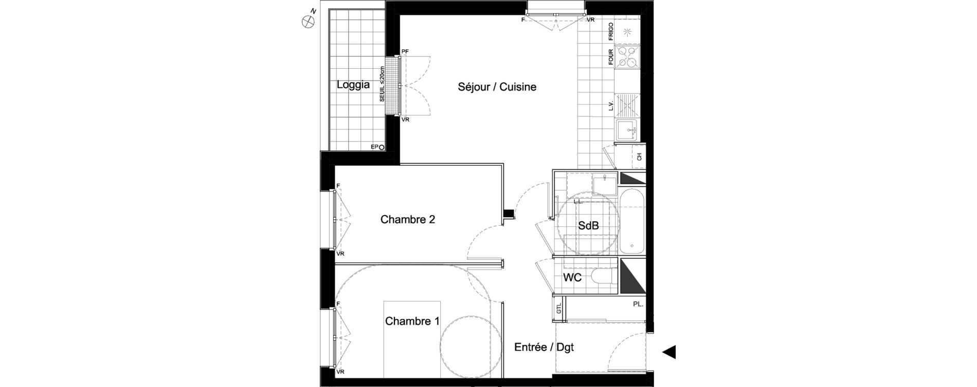 Appartement T3 de 59,70 m2 &agrave; Moissy-Cramayel Centre