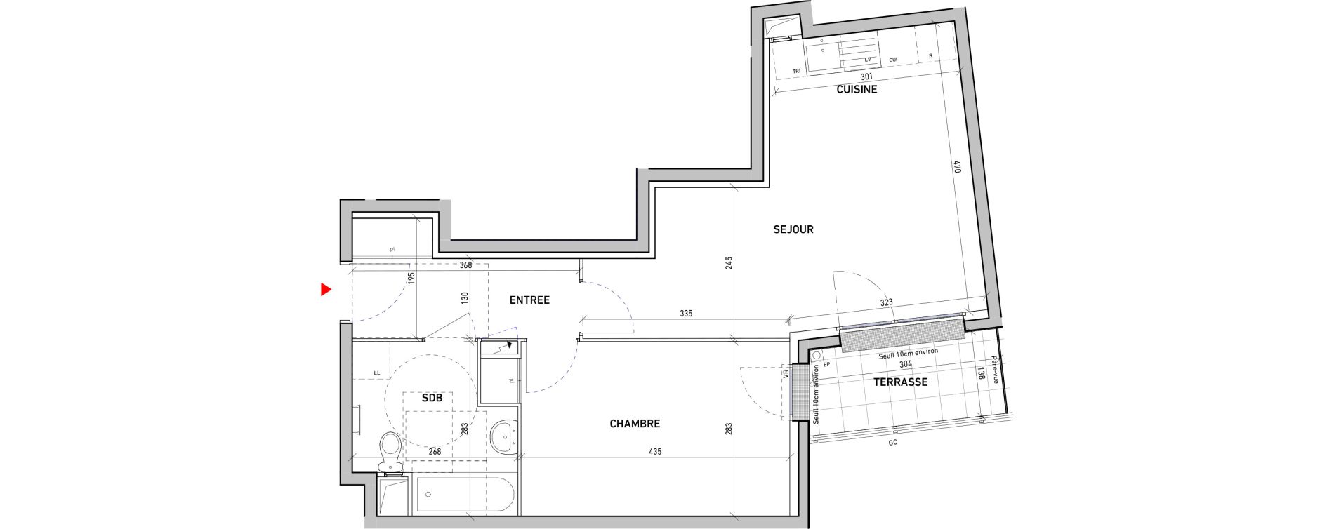 Appartement T2 de 46,11 m2 &agrave; Moissy-Cramayel L arboretum de chanteloup