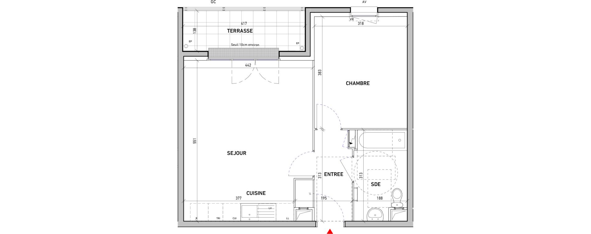 Appartement T2 de 45,53 m2 &agrave; Moissy-Cramayel L arboretum de chanteloup