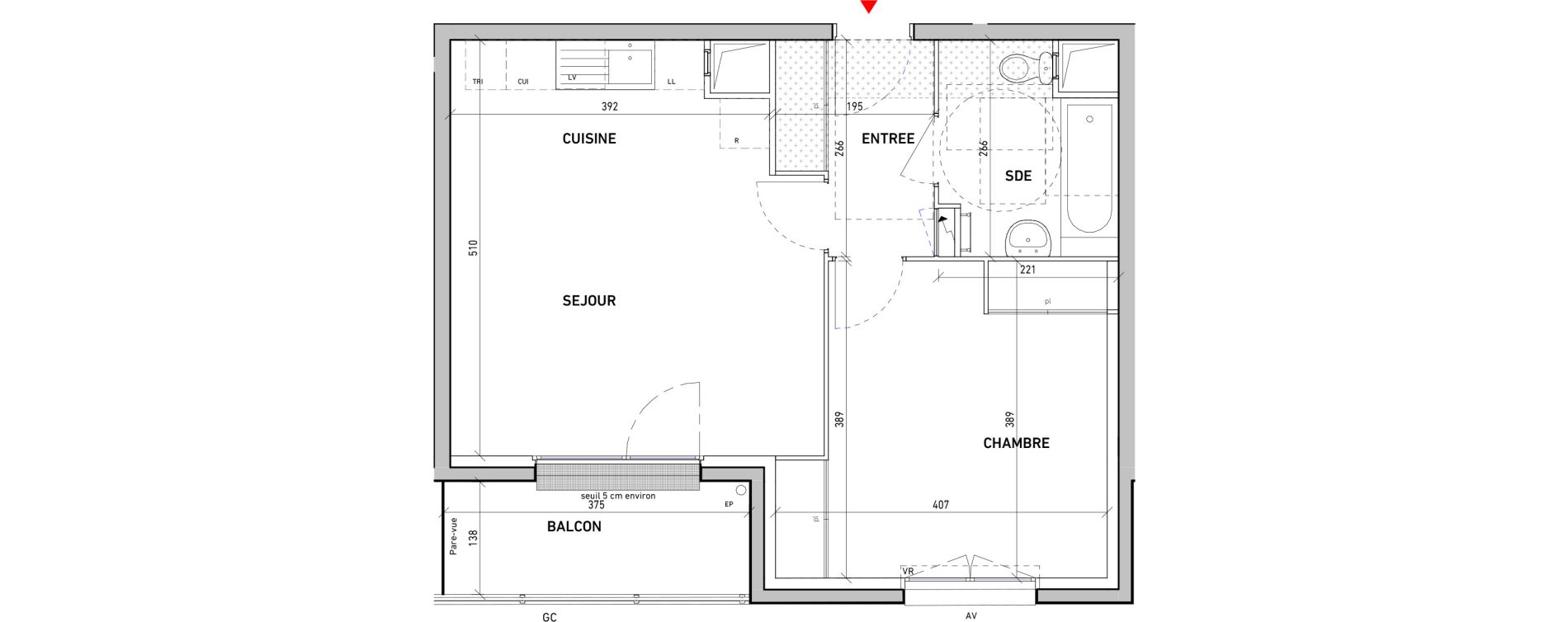 Appartement T2 de 45,53 m2 &agrave; Moissy-Cramayel L arboretum de chanteloup