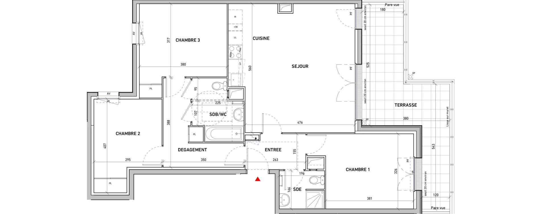 Appartement T4 de 85,16 m2 &agrave; Moissy-Cramayel L arboretum de chanteloup