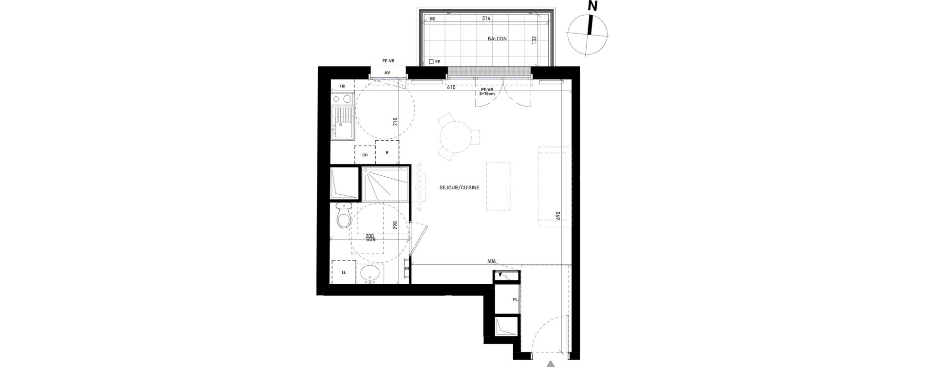Appartement T1 de 33,17 m2 &agrave; Moissy-Cramayel Jatteau