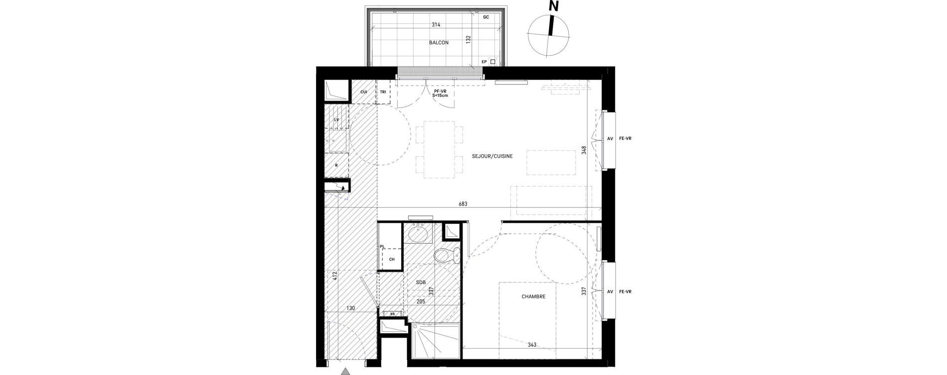 Appartement T2 de 44,81 m2 &agrave; Moissy-Cramayel Jatteau