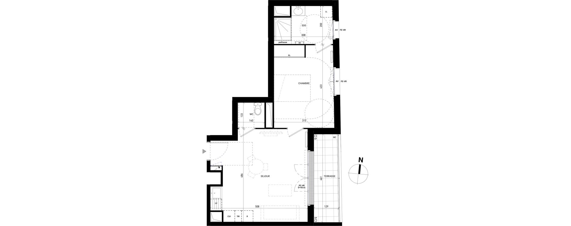 Appartement T2 de 43,59 m2 &agrave; Moissy-Cramayel Jatteau