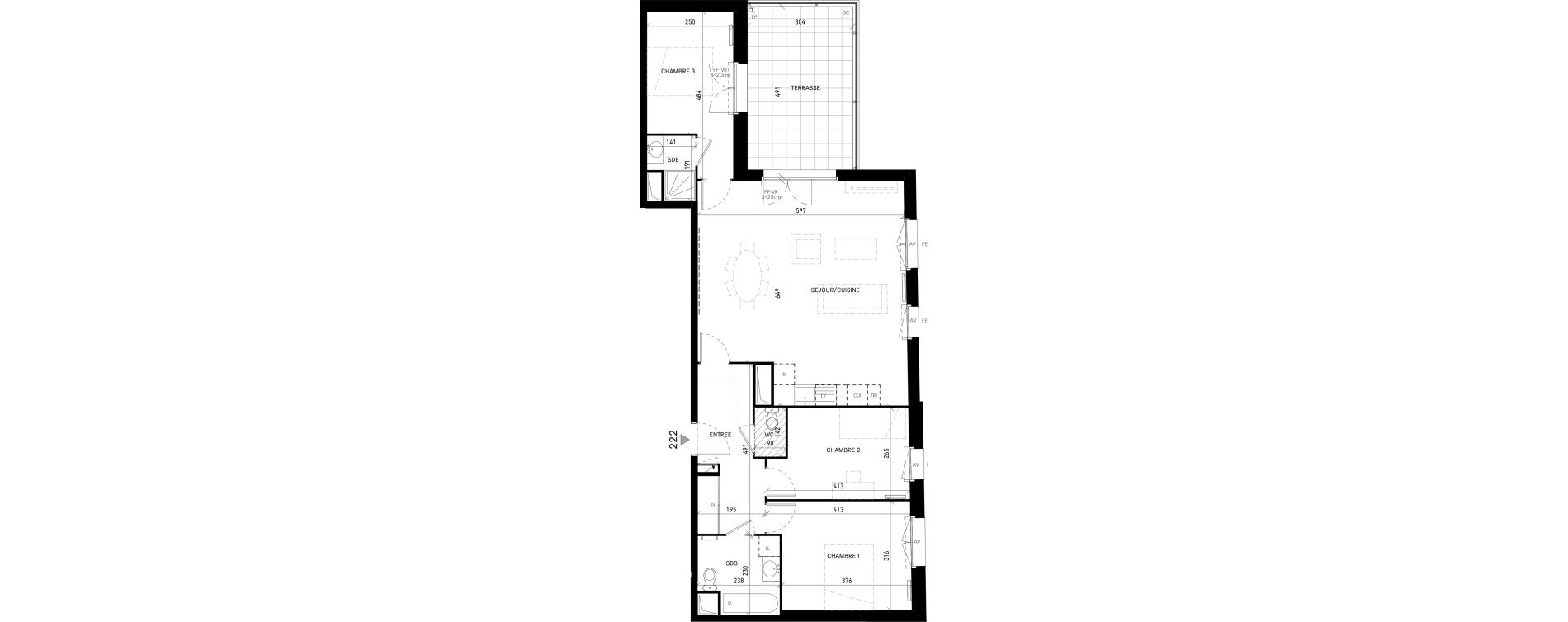 Appartement T4 de 85,64 m2 &agrave; Moissy-Cramayel Jatteau