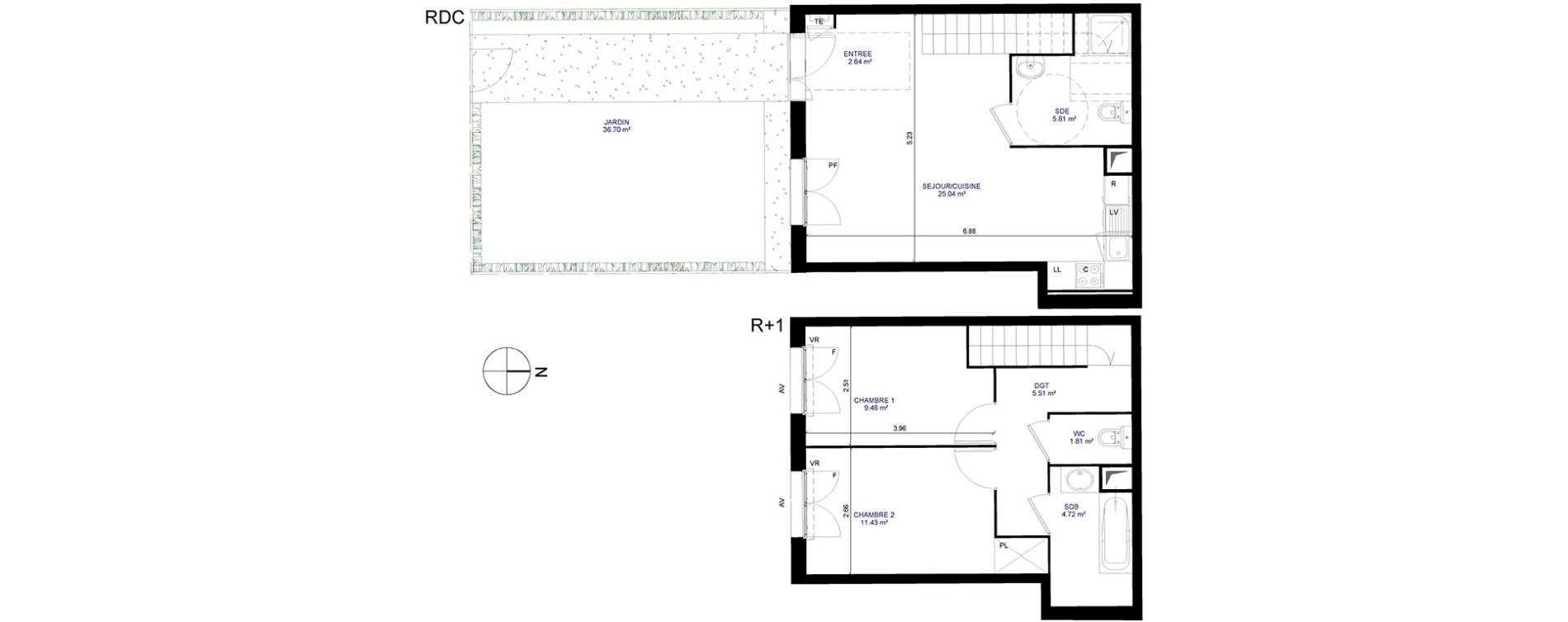 Duplex T3 de 66,42 m2 &agrave; Moissy-Cramayel Centre