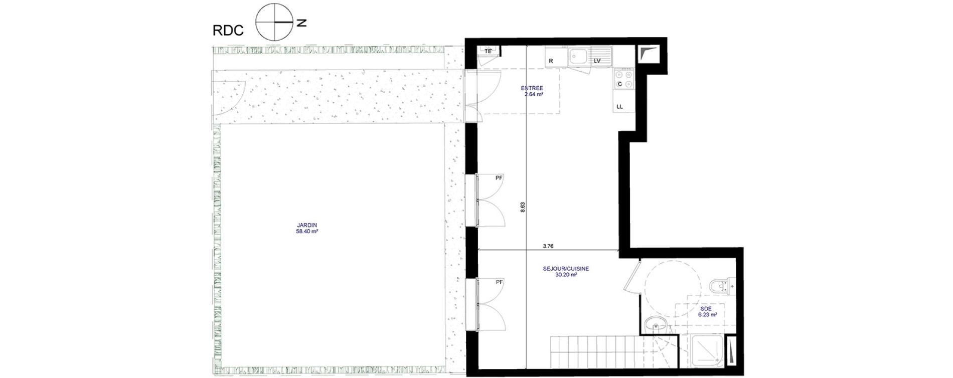 Duplex T4 de 77,92 m2 &agrave; Moissy-Cramayel Centre